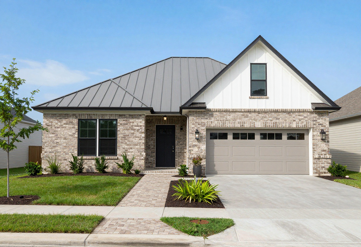 Sample listing — modern farmhouse home exterior, Houston, TX